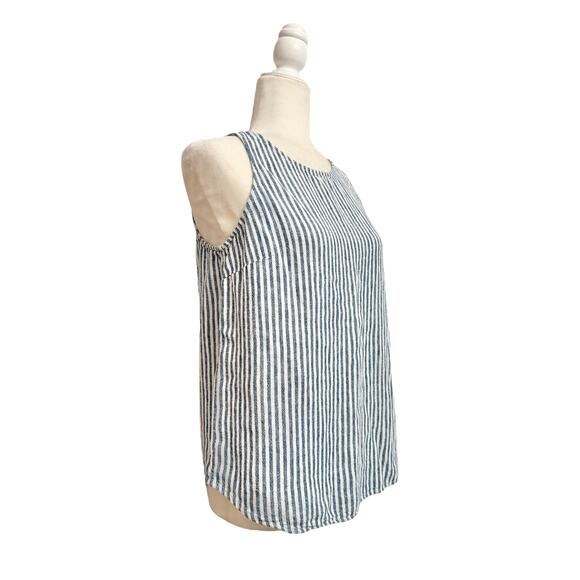 Universal Thread Women Blue and White Stripe Linen Sleeveless Tunic Top Size MED - Picture 4 of 9